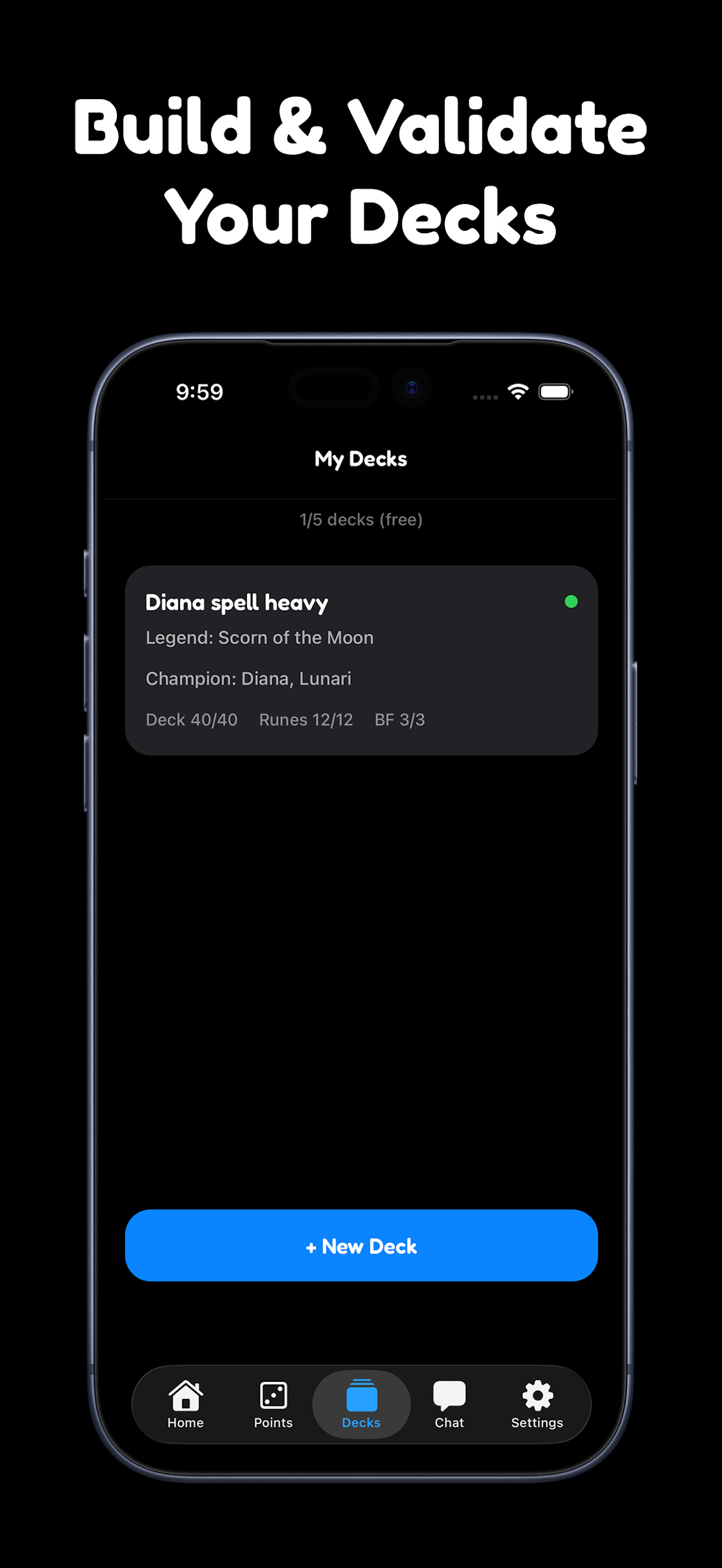 Deck builder and validator